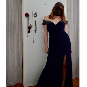 XSCAPE Navy Prom Dress